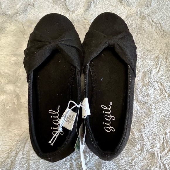 Gigil Sz 13 Girls Bow Front Black Flocked Shoes Ballet 🩰 Flats NWT - Picture 6 of 8